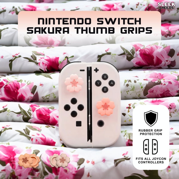 Pink Sakura Flower Silicone Soft Thumb Stick Grip Cap, Joy-con Controller Thumbstick Case, Joystick Cover For Switch NS, OLED and Lite