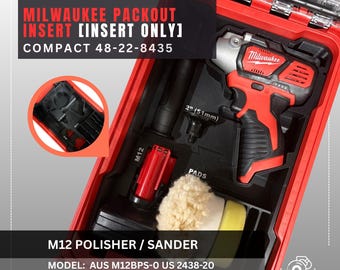 Milwaukee Packout M12 Polisher/Sander Insert | Compatible with Compact Organiser 48-22-8435 and Tool AUS M12BPS-0 US 2438-20 [Insert Only]