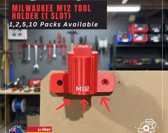 Milwaukee M12 Compatible Tool Holder | Tool Holder Brackets Compatible with Milwaukee M12 12V Batteries | Garage & Workshop Organiser
