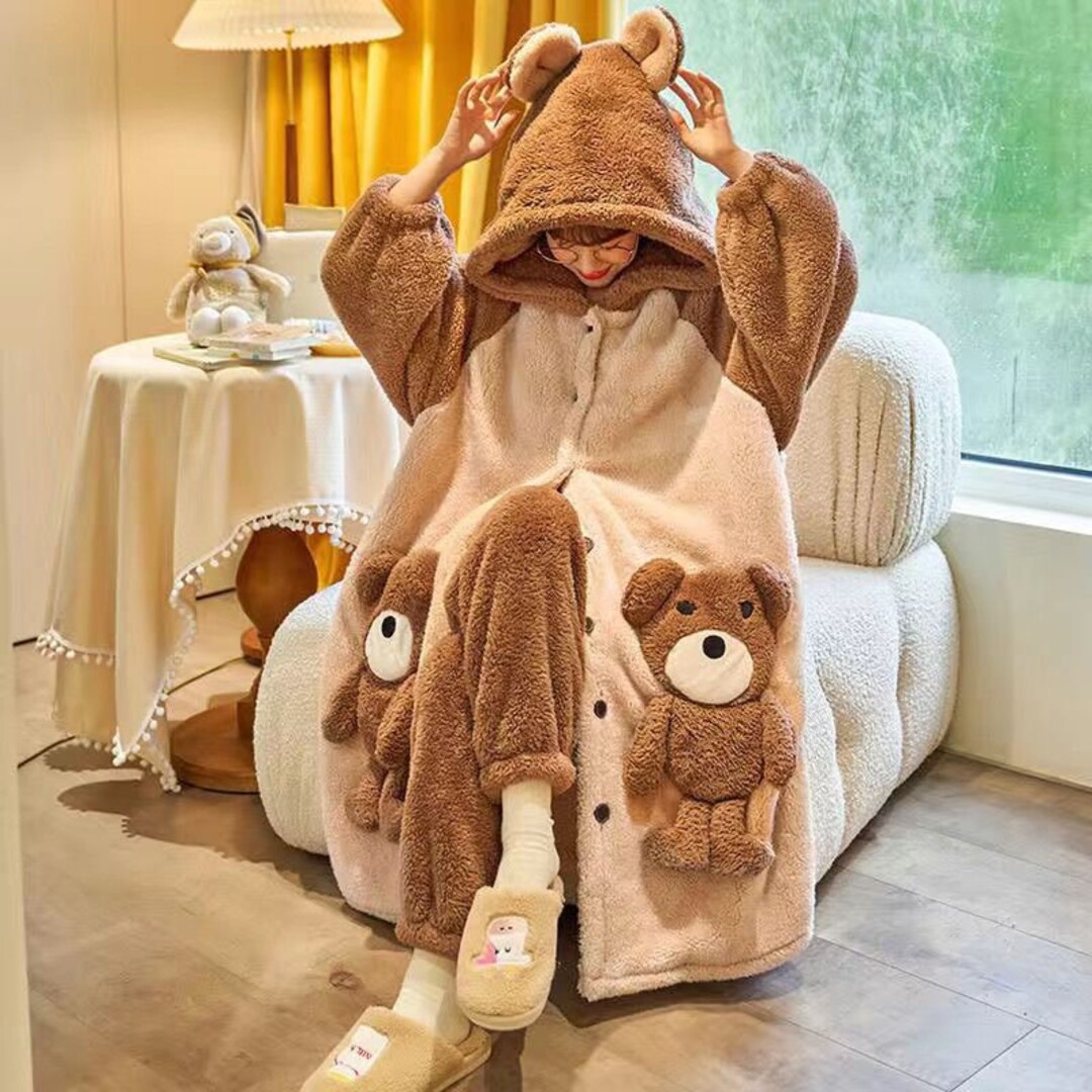 Super Soft Thick Kawaii Robe and Pants Cute Bathrobe Etsy