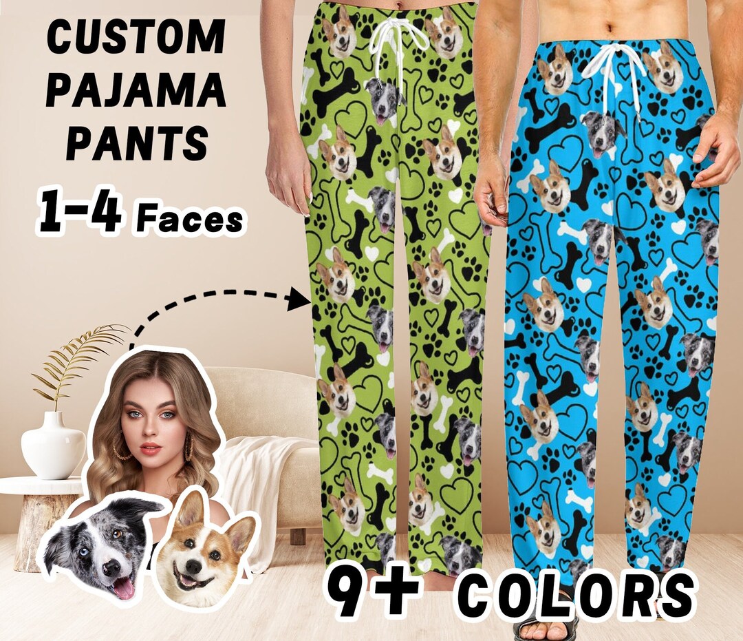 Customized Faces Pajama Bottoms Funny Pajama Personalized Etsy