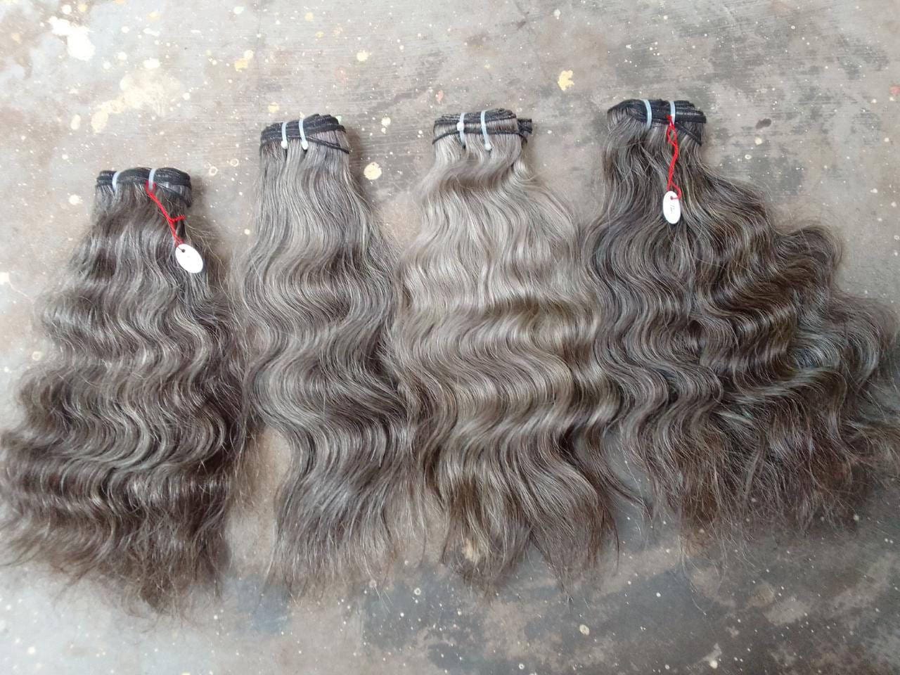 Raw Indian Salt and Pepper Human Hair Wefts Collection from India.