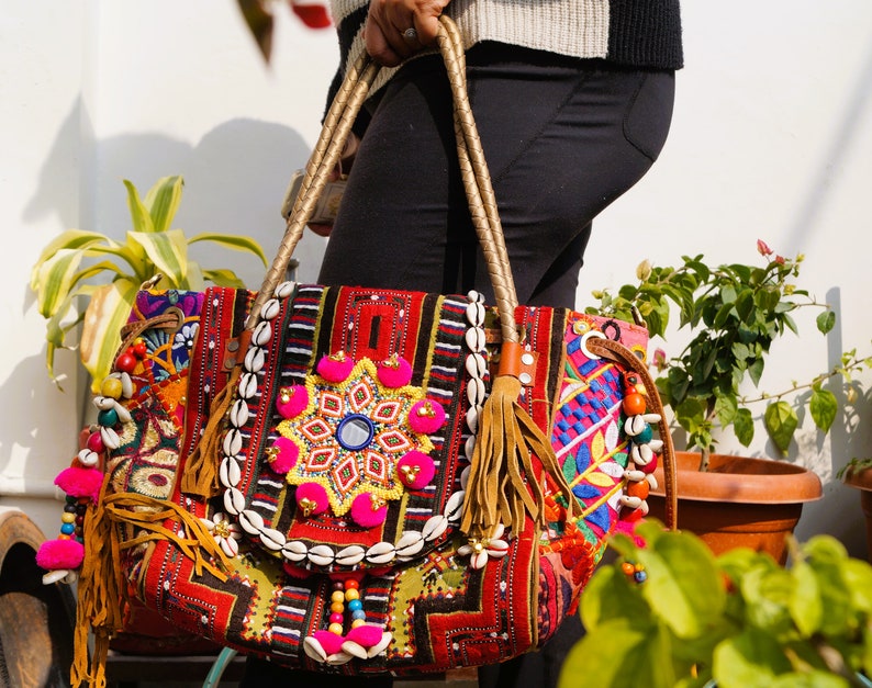 Handcrafted Embroidery Beaded Banjara Boho Shoulder Bag