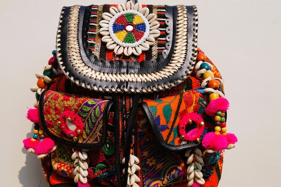 Rare Boho Banjara Embroidery Bag Pack, Indian Banjara Tote Bag ...