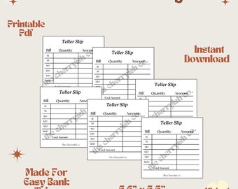 Teller Slips, Bank Teller Slips, Digital Teller Slips, Minimal Teller Slips