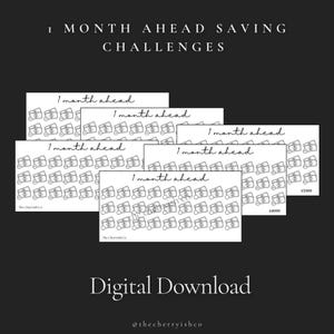 1 Month Ahead Savings Challenge, A6 Savings Challenge, Digital 1 Month Ahead Challenge, PRINTABLE