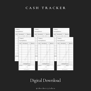 Cash Trackers, Minimal Cash Trackers, Digital Cash Trackers, A6 Cash Trackers, PRINTABLE Cash Trackers, Cash Envelope System