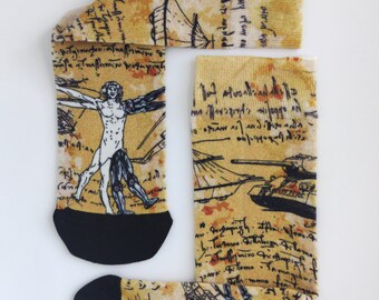 竹製ソックス - 通気性に優れた特別なデザイン - ダ・ヴィンチのソックス 原稿 図面