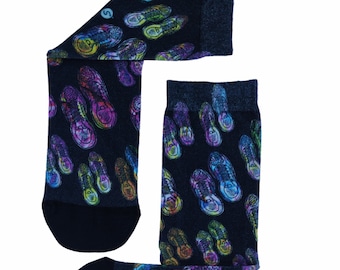 竹製ソックス - 通気性に優れた特別なデザイン - ランナーのカラフルな靴の絵