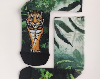 竹製ソックス - 通気性に優れた特別なデザイン - ジャングルの虎