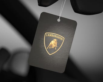 Lamborghini Car Air Freshener | Luxury Logo Design, Black