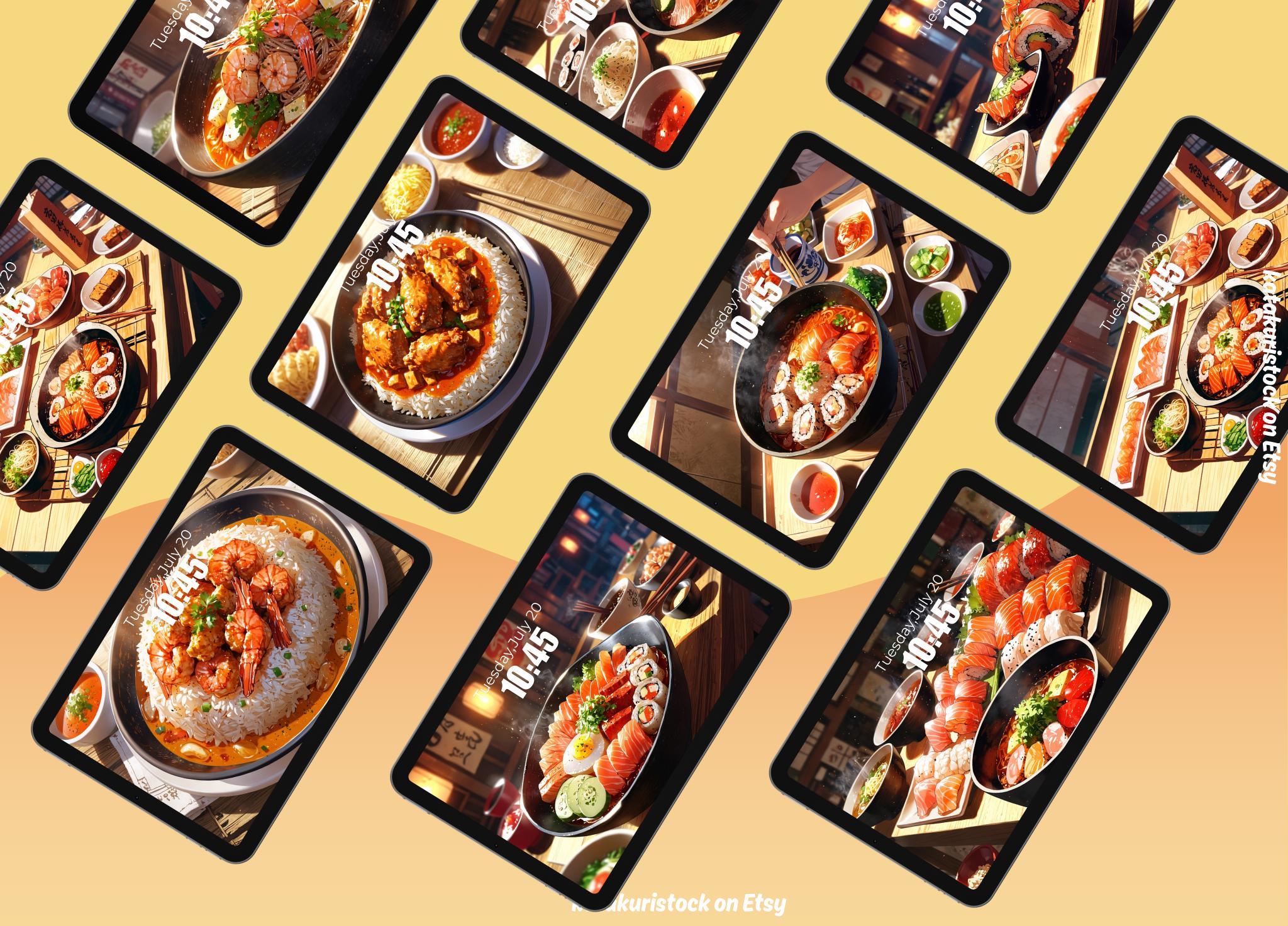 アニメ料理 iPad 壁紙: 日本の料理のロック画面 (デジタルダウンロード