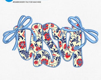 Coquette Usa Applique Embroidery Designs, 4th Of July Embroidery Design, Coquette American Embroidery Pattern, 4 Sizes, Instant Download