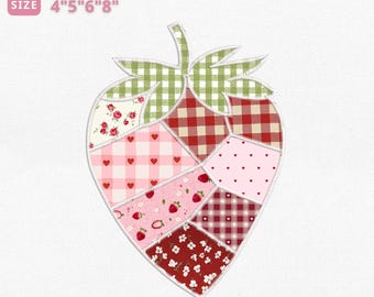 Strawberry Applique Embroidery Design, Sweet Summer Time Applique Machine Embroidery Design File, Summer Vacation, Instant Download