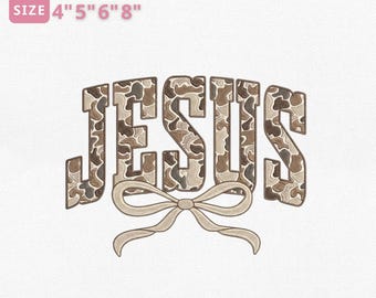 Camo Jesus Coquette Embroidery File, Christian Faith Camouflage Jesus Embroidery Design, Christian Faith Gifts, Instant Download