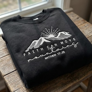 Faith Can Move Mountains Embroidery Design, Minimal Christian Bible Verse Faith Stitch, Jesus Message Embroidery File, Instant Download