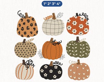 Paquete de diseños de bordado de calabazas, archivos de bordado de calabazas Coquette, bordado a máquina de calabazas de otoño, decoración otoñal, descarga instantánea