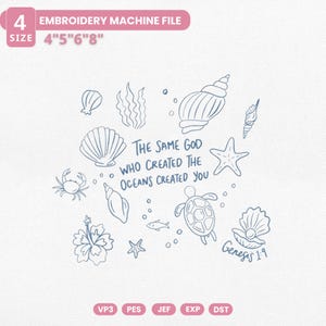 The Same God Who Created The Ocean Created You Embroidery Design, Christian Summer Embroidery File, Beach Vacation File, Made To Order