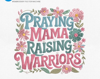 Betende Mama Rasrisierende Krieger Stickdatei, Boho Floral Stickdatei, Christliche Mutter Stickdatei, Religiöse Mutterschaft Stickdatei, Jesus Pes
