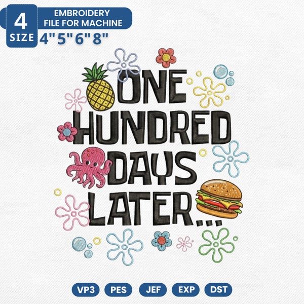 One Hundred Days Later Embroidery File, 100 Days Of School Embroidery Design, Funny Teacher Kids School Milestone, Instant Download File