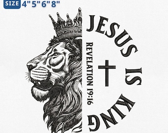 Jesus ist König Stickdatei, christlicher Glaube Schrift Stickerei Design, mutige Anbetung Kreuz Nachricht Design, Instant Download