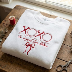 The Original Love Letters Embroidery Design, Christian XOXO Nail and Thorn Faith Embroidery File, Easter Christian Gift, Instant Download