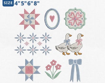 Grandma Core Stickdatei, Retro Entenpaar Stickdatei, Cottage Core Stickdatei, 90er Jahre Thrifted Decor Pes, Instant Download