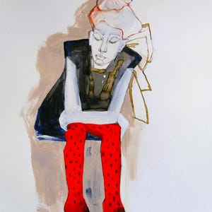 Disegno figurativo ispirato a Egon Schiele, secessione viennese, pittura figurativa espressionista