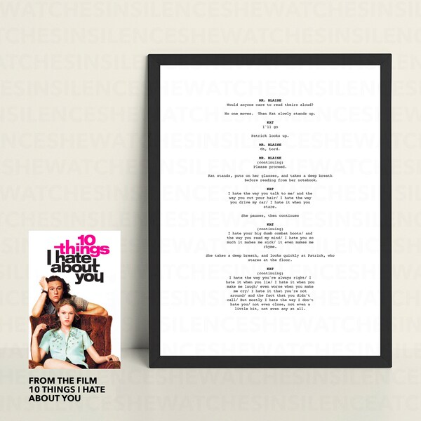 Movie Script Print Etsy