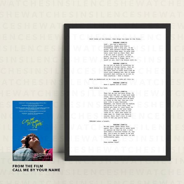 Call Me By Your Name - Mr. Perlman's Speech to Elio - Quote Poster - Film Poster - Wall Art - Gifts - Beautiful Print