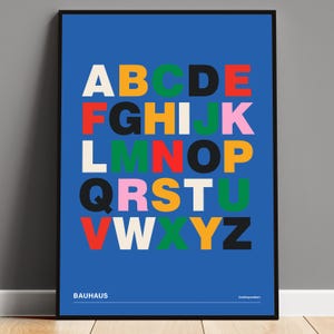 Colorful Bauhaus Art Print – Minimal Mid Century Typography Poster, Abstract Geometric Wall Decor, Instant Digital Download Poster