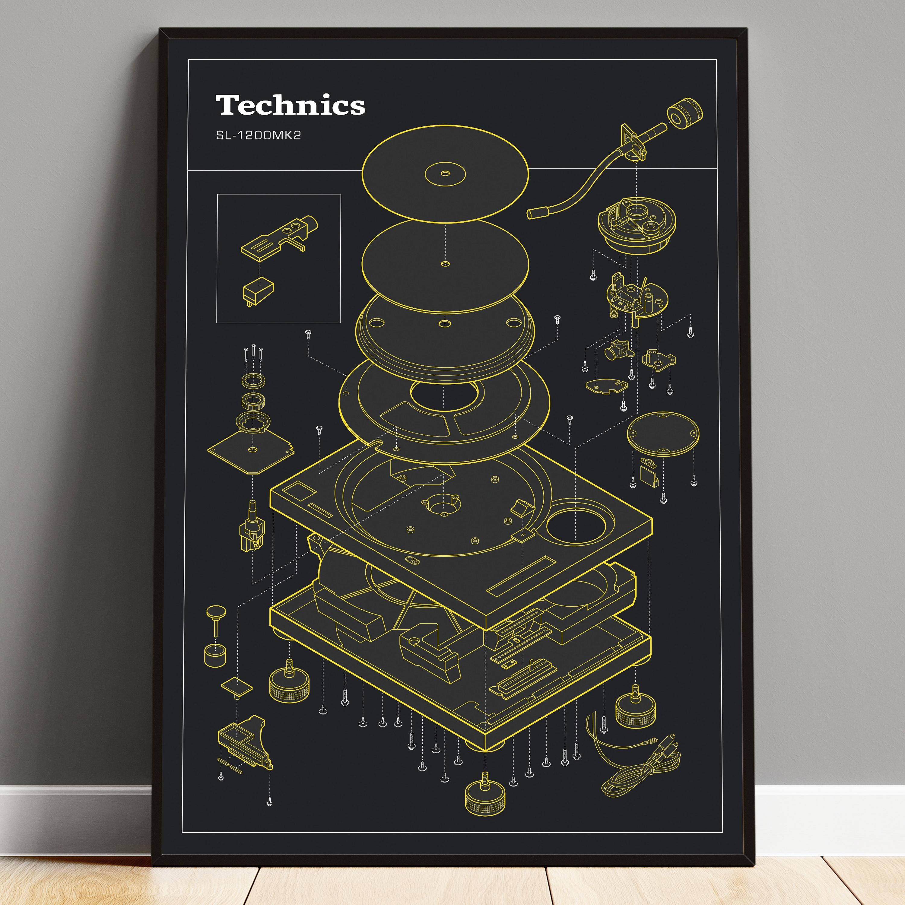 【Technics 非売品】ターンテーブルオーケストラ 特大ポスター Technics 1200 Print, Vinyl Record Player Art, Retro Turntable