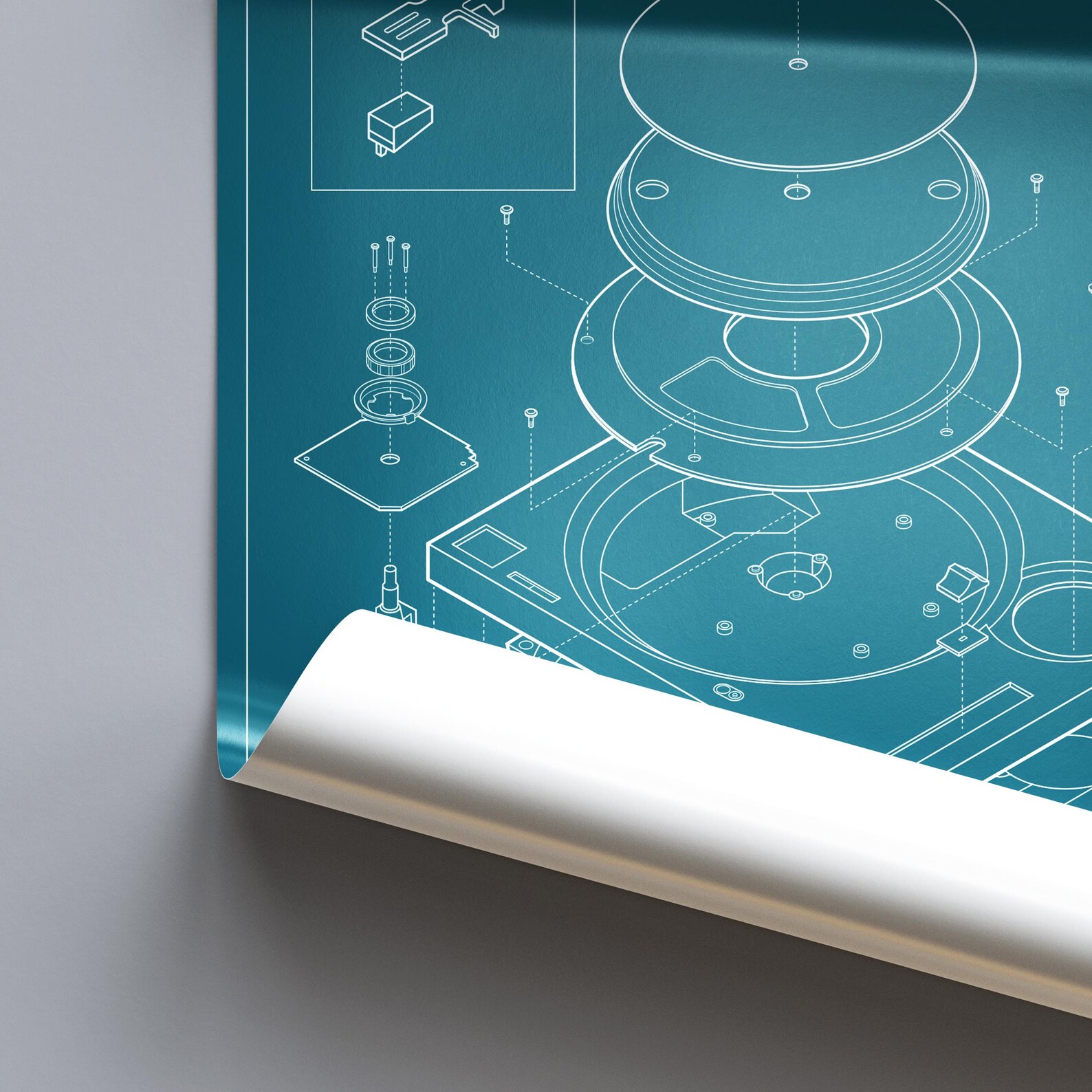 Technics 1200 Turntable Blueprint Poster: DJ Music Room Art (digital ...