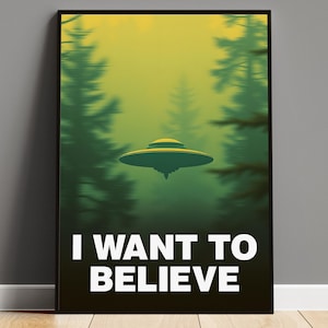 Vintage UFO Sighting Wall Art, Alien Spaceship in the Sky Poster , Extraterrestrial Sci-Fi Print, X-Files Aesthetic Home or Office Decor