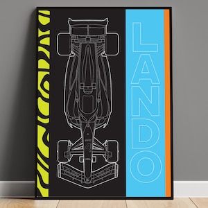 Lando Norris F1 Racing Poster, Schematic Wall Art, Formula 1 Digital Download, McLaren Fan Gift, Motorsport Print, Lando Norris Art
