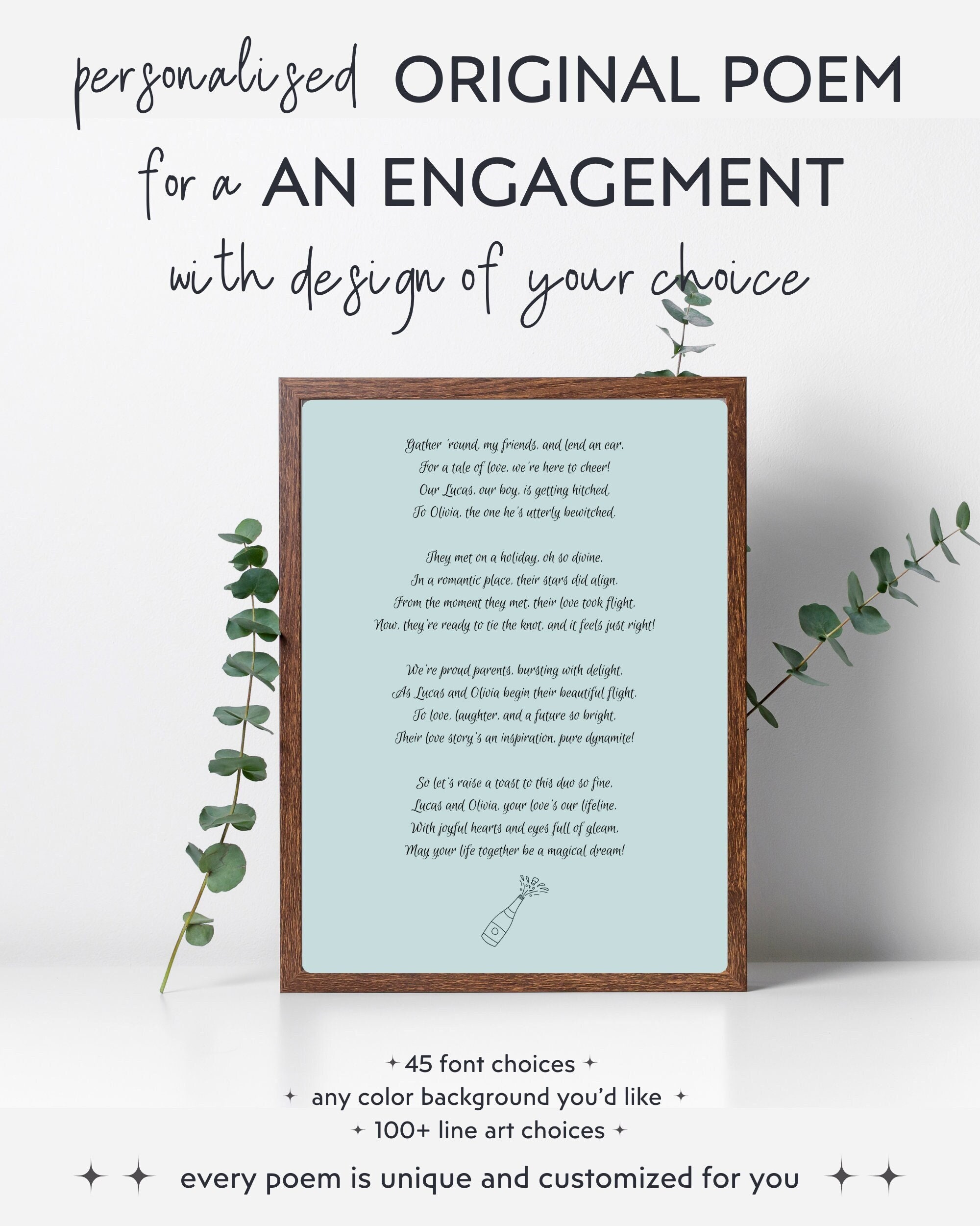Engagement Poem DIGITAL DOWNLOAD Personalised Poetry Wedding Vows Poem