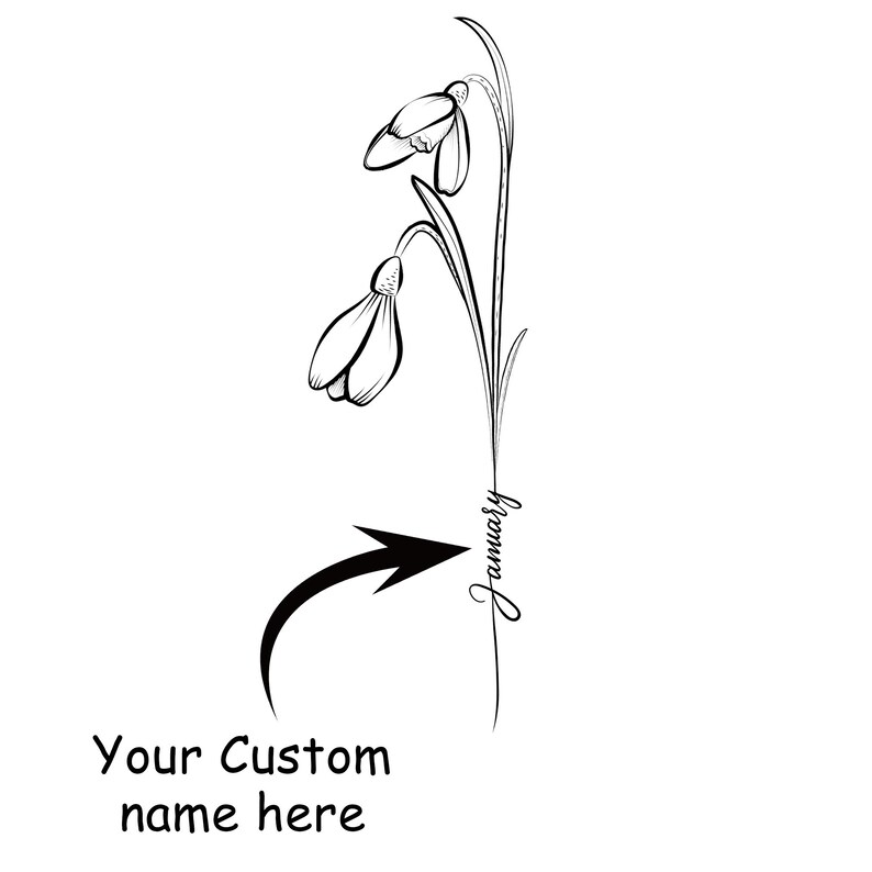 Personalised Birth Month Flower Tattoo January Snowdrop Tattoo Art ...
