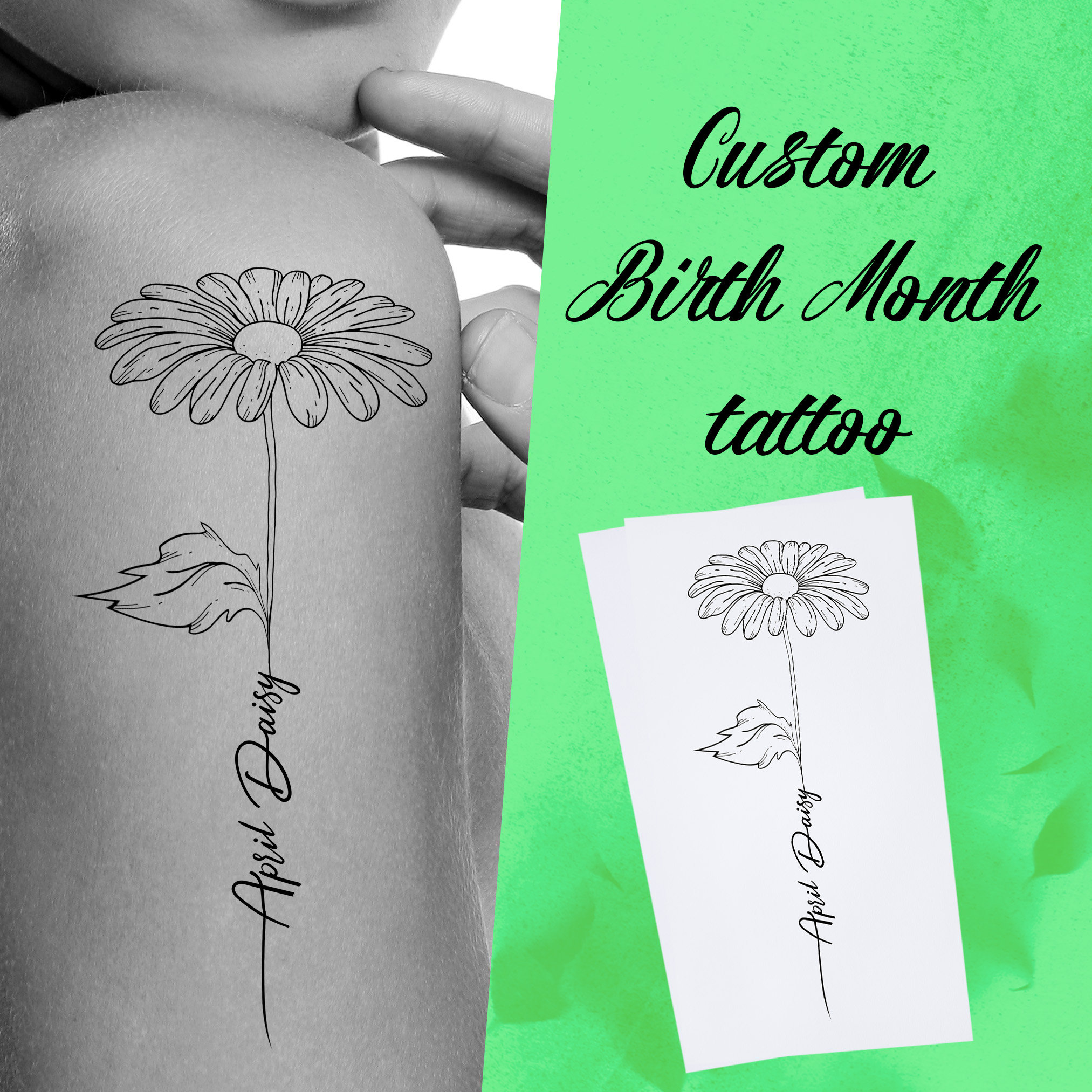 April Birth Flower Tattoo with Name