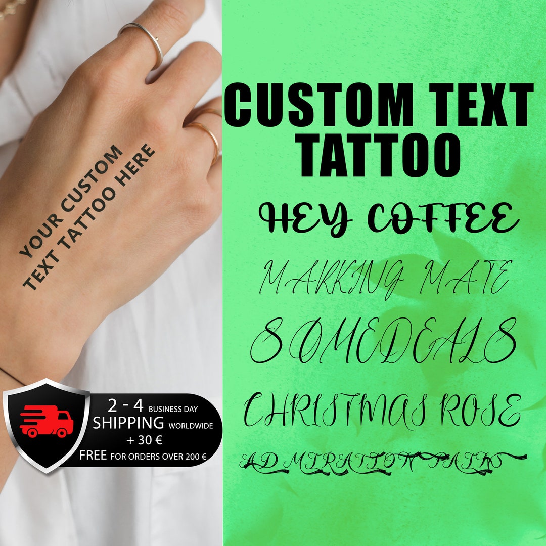 Custom Temporary Tattoo Custom Text Temporary Tattoo Etsy