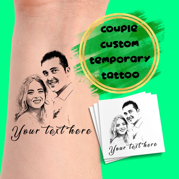 Personalisierte Hochzeit Tattoos mit Paaren Gesichtern, Benutzerdefinierte Foto Hochzeit Gastgeschenke für Gäste Tattoos einzigartig Das Brautpaar