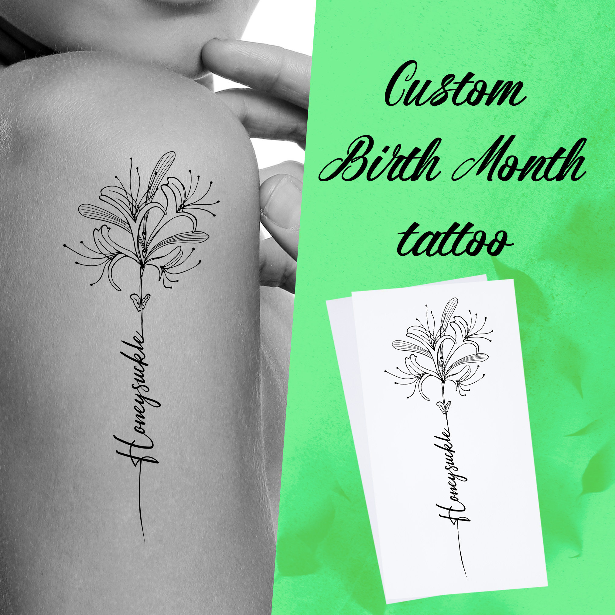 June Birth Flower Honeysuckle Tattoo Ideas