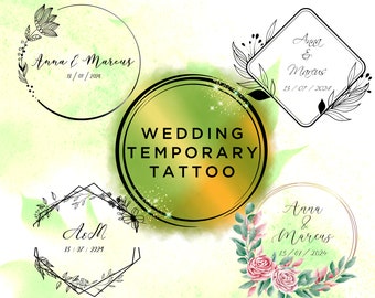 Custom Wedding Temporary Tattoo - Custom Wedding Logo Tattoo - Wedding Favor - Couple Initials- Personalized Tattoo - Fake Tattoos