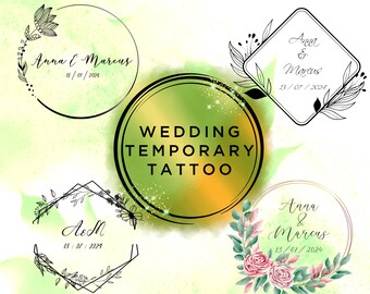 Custom Wedding Temporary Tattoo - Custom Wedding Logo Tattoo - Wedding Favor - Couple Initials- Personalized Tattoo - Fake Tattoos