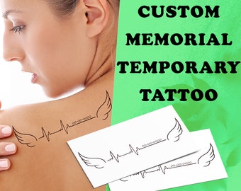 Custom Memorial Tattoo - Small temporary tattoo - Minimalist date or name fake tattoo - Matching Tattoo - Fast shipping