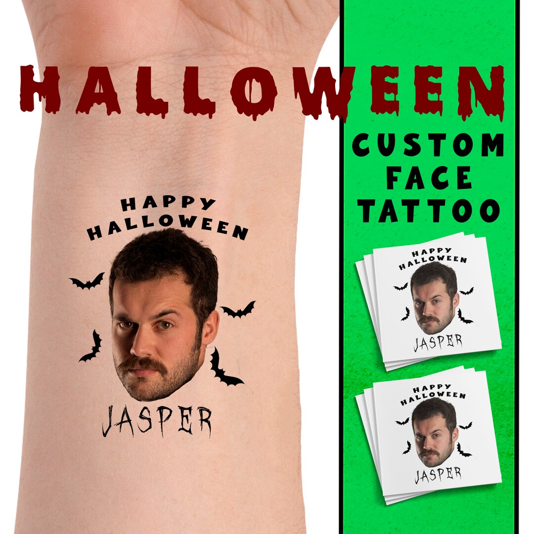 Halloween Custom Face Temporary Tattoos Grooms Photo Bachelorette