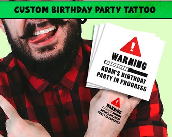 Birthday Party Tattoo Favors - birthday for women, for man, custom tattoo, personalized tattoo, temporary, face, photo