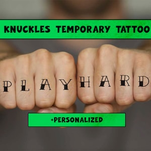 Knuckles Tattoo - Conjunto de tatuagem temporária de mão de dedo - Alfabeto - Tatuagem temporária personalizada - envio rápido