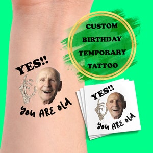 Personalized Birthday Tattoo - Party Favors - Birthday Party Custom Personalized Temporary Tattoos Face Tattoos - Fake tattoo