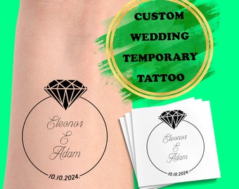 Custom Wedding Temporary Tattoo - Wedding Gift - Custom Wedding Tattoo - Wedding Favor - Couple Initials- Personalized Tattoo - Fake Tattoos