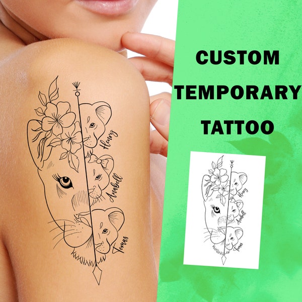 Nom personnalisé tatouage temporaire mère et enfants - Maman et enfants - Maman et enfants - Tatouages personnalisés - Amour de famille - Cadeau pour maman et papa